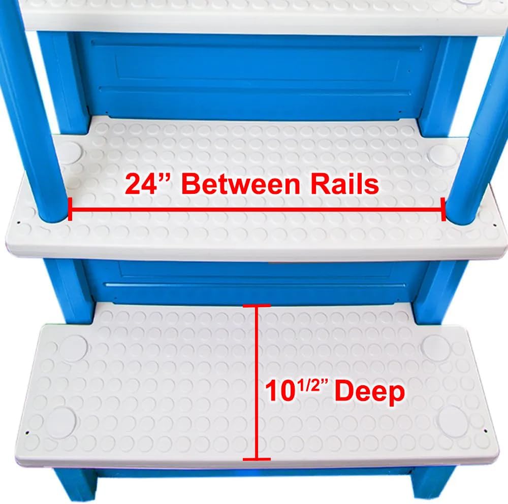 Select Anti-Slip in-Pool Steps | Gray | for Above Ground Swimming Pools | Can Mount to Decks 48" to 54" H | Safety Stairs Capacity Up to 300 lbs