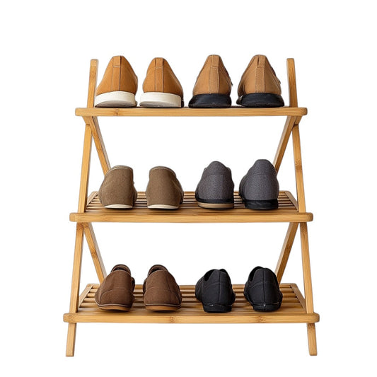Yorda 3-Tier Bamboo Shoe Rack Organizer - Foldable & No Assembly Required